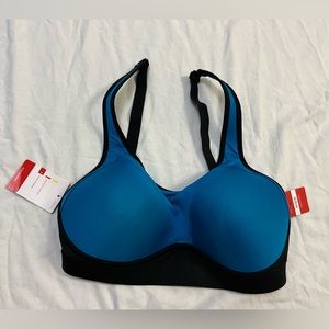 Champion high support blue and black sports bra